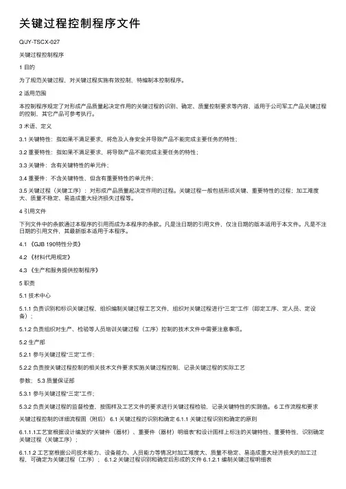 关键过程控制程序文件