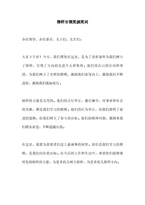 榜样引领奖颁奖词