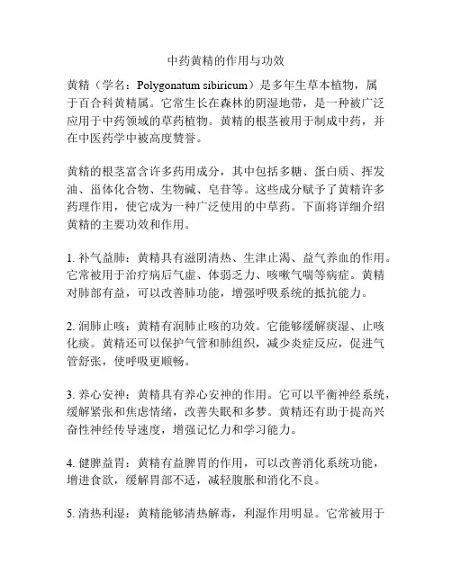 中药黄精的作用与功效