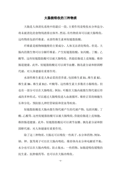 大肠能吸收的三种物质