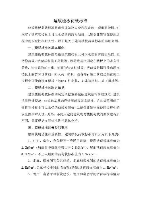建筑楼板荷载标准