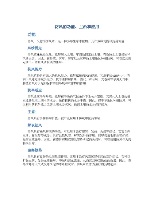 防风的功能主治和应用