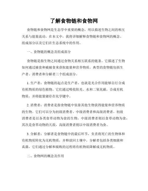 了解食物链和食物网
