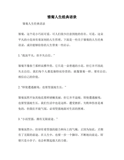 雏菊人生经典语录