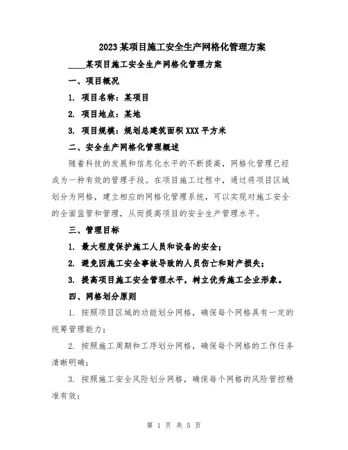 2023某项目施工安全生产网格化管理方案