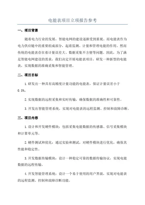 电能表项目立项报告参考