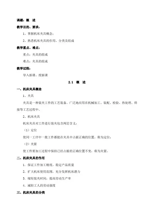 机械制造工艺与夹具教案(第2 章  机床常用夹具)