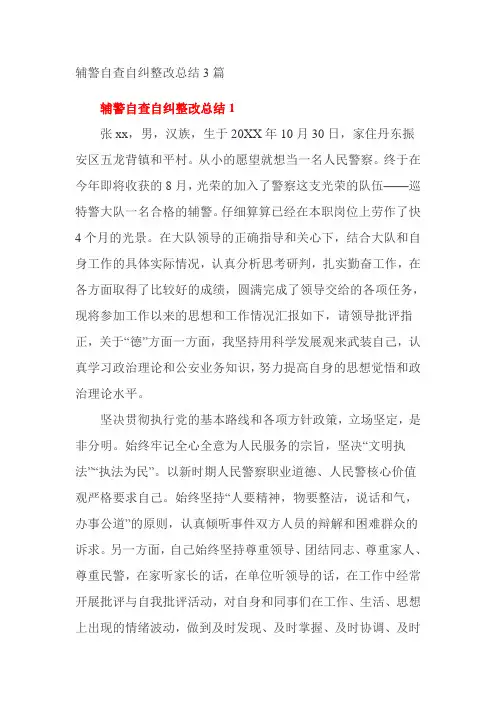 辅警自查自纠整改总结3篇