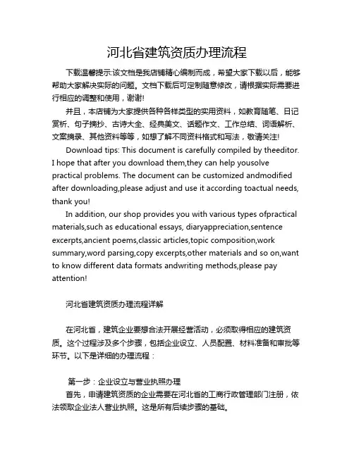河北省建筑资质办理流程