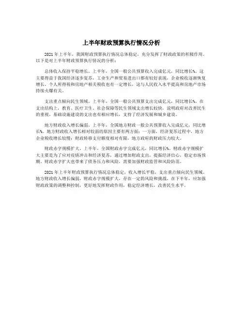 上半年财政预算执行情况分析