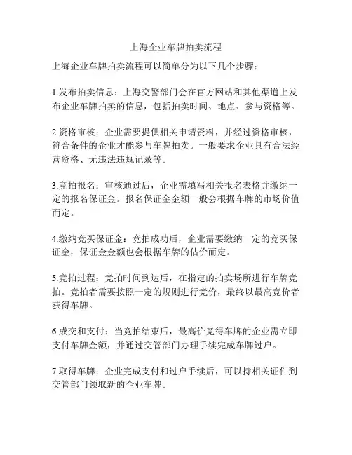 上海企业车牌拍卖流程