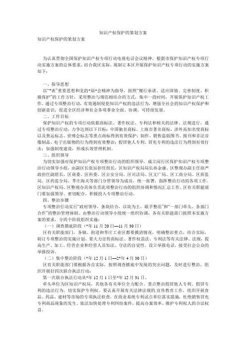 知识产权保护的策划方案