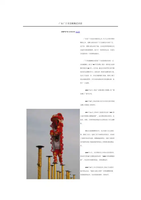 中国武术之乡--广东广宁圣堂醒狮武术团