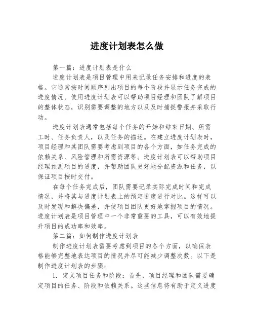 进度计划表怎么做3篇