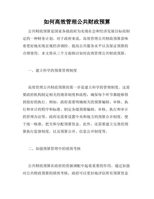 如何高效管理公共财政预算