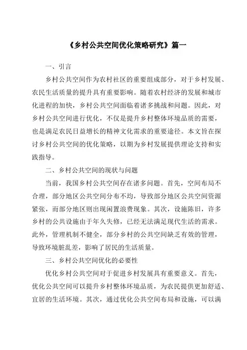 《乡村公共空间优化策略研究》