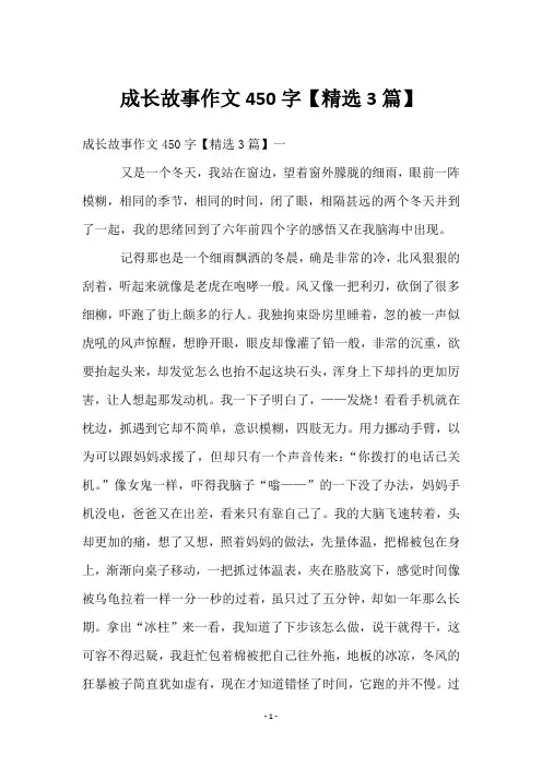 成长故事作文450字【精选3篇】