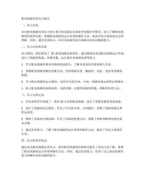 配电线路仿真实习报告