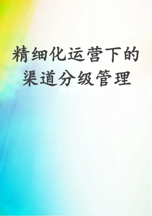 精细化运营下的渠道分级管理