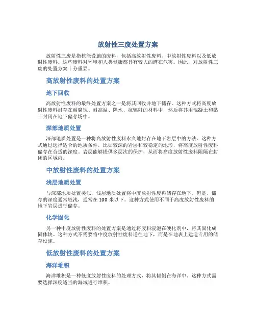 放射性 三废 处置方案