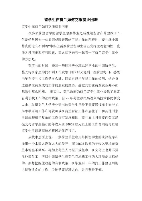 留学生在荷兰如何克服就业困难