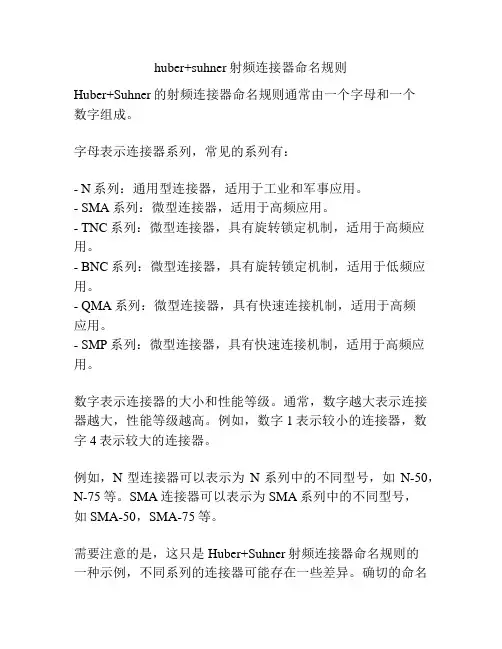 huber+suhner射频连接器命名规则