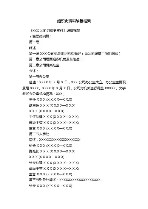 组织史资料编纂框架