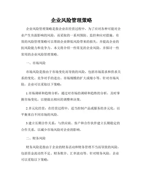 企业风险管理策略