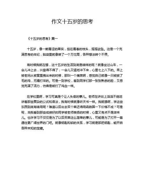 作文十五岁的思考