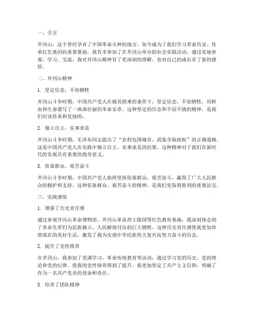 井冈山社会实践报告感悟