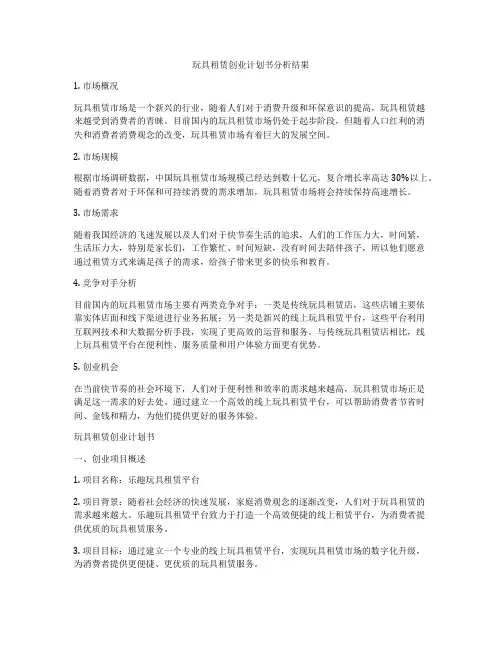 玩具租赁创业计划书分析结果