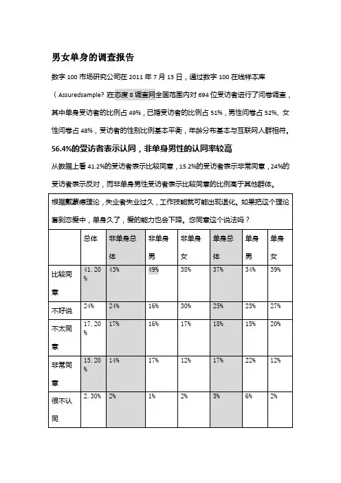 男女单身的调查报告