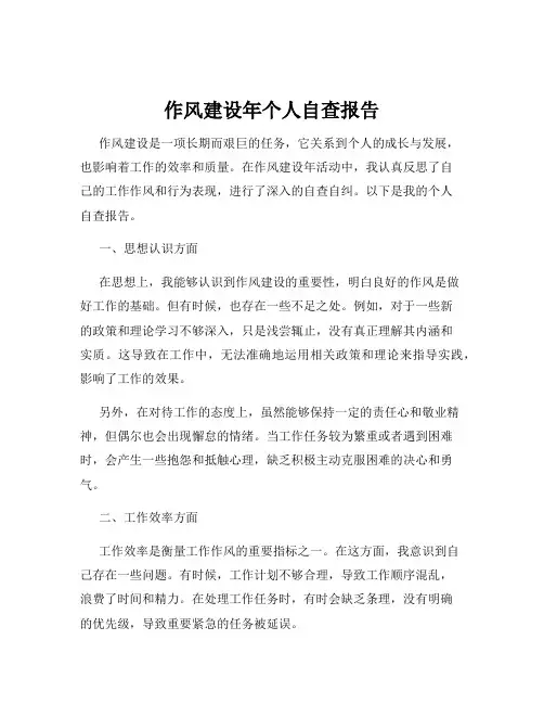 作风建设年个人自查报告