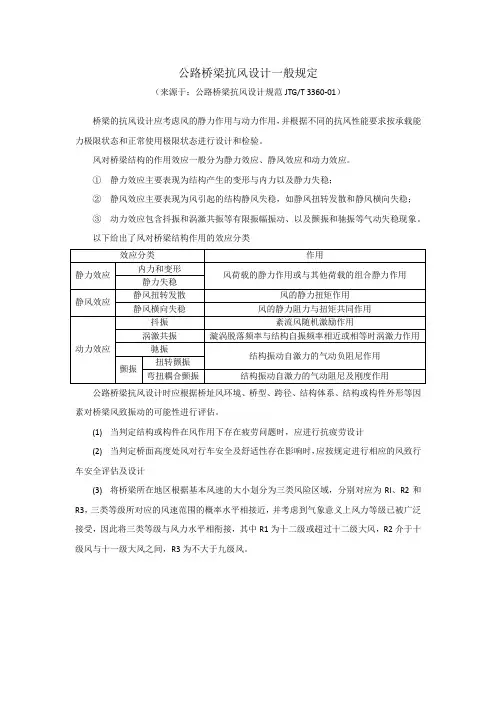 公路桥梁抗风设计一般规定(源于公路桥梁抗风设计规范)