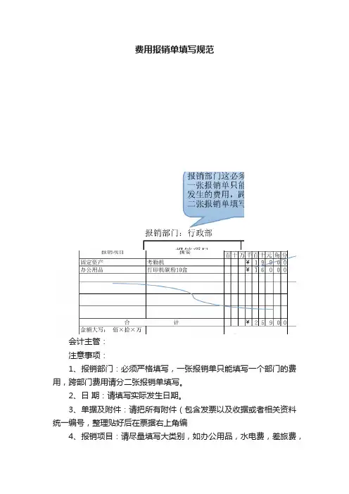 费用报销单填写规范