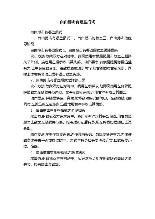 自由搏击有哪些招式