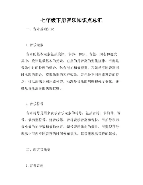 七年级下册音乐知识点总汇