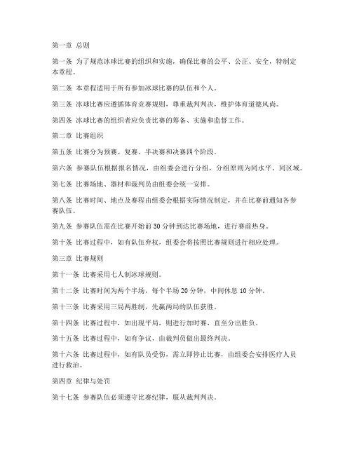 冰球比赛章程模板