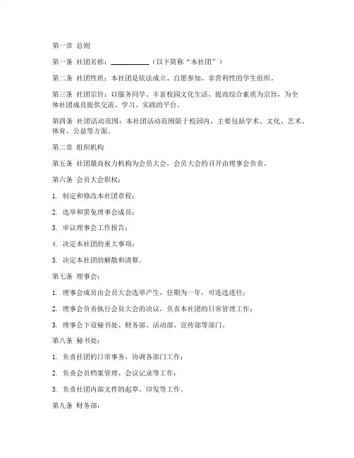 社团运作章程范本模板