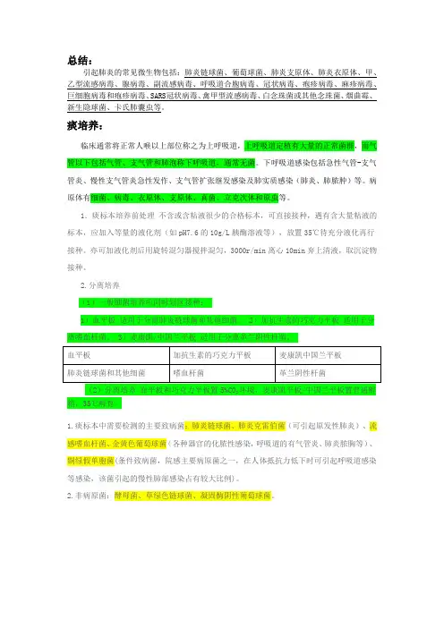 呼吸系统微生物学检验
