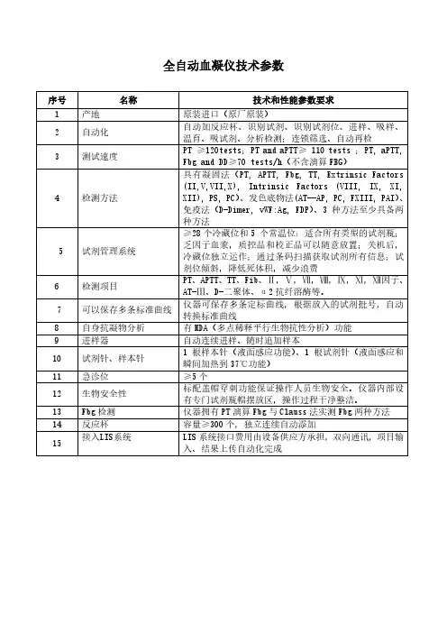 全自动血凝仪技术参数