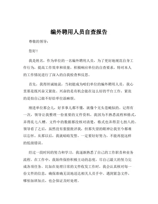 编外聘用人员自查报告