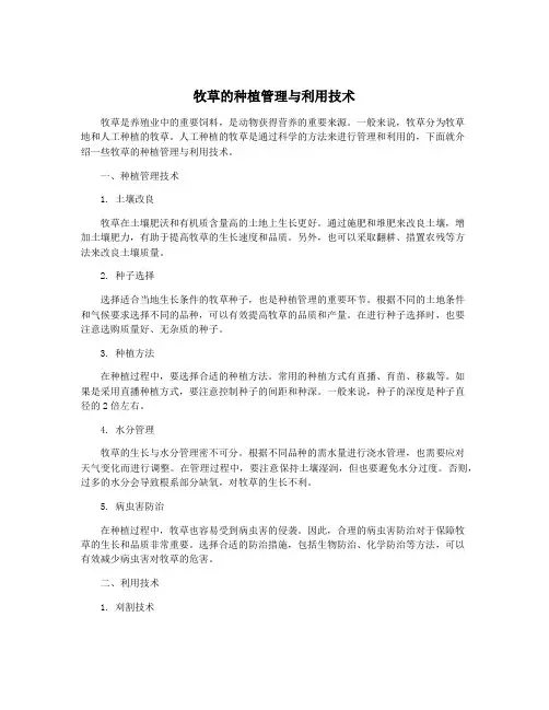 牧草的种植管理与利用技术