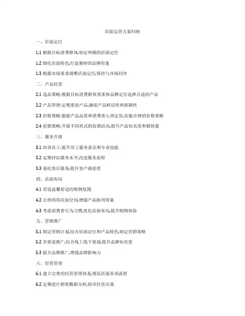 店面运营方案归纳