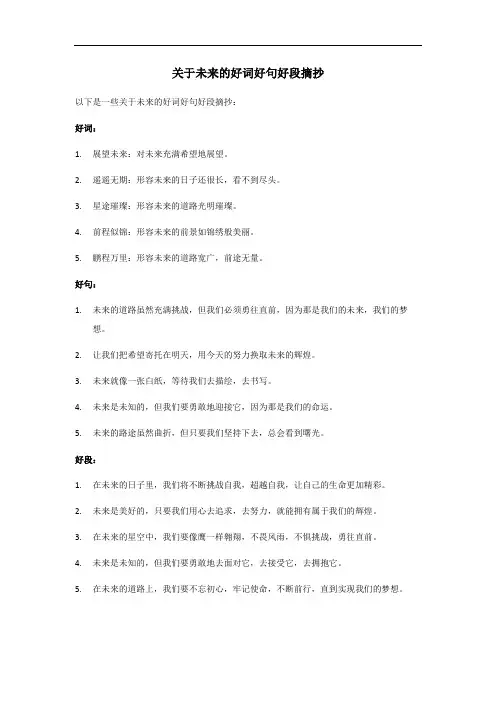 关于未来的好词好句好段摘抄