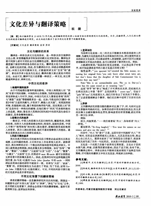 文化差异与翻译策略