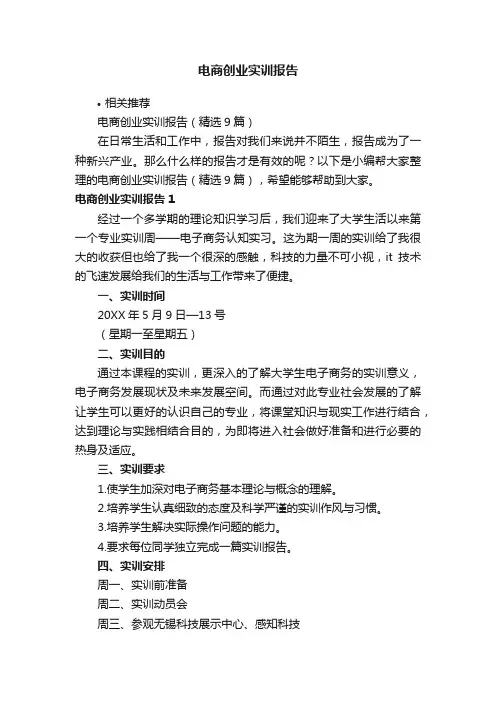电商创业实训报告