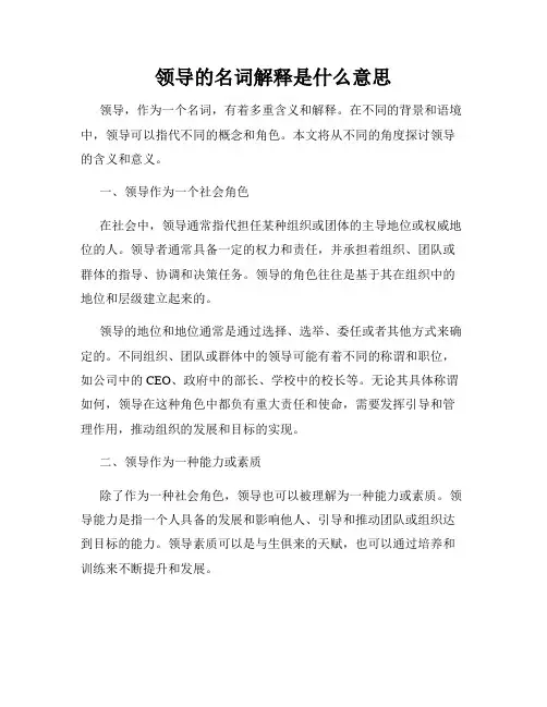 领导的名词解释是什么意思