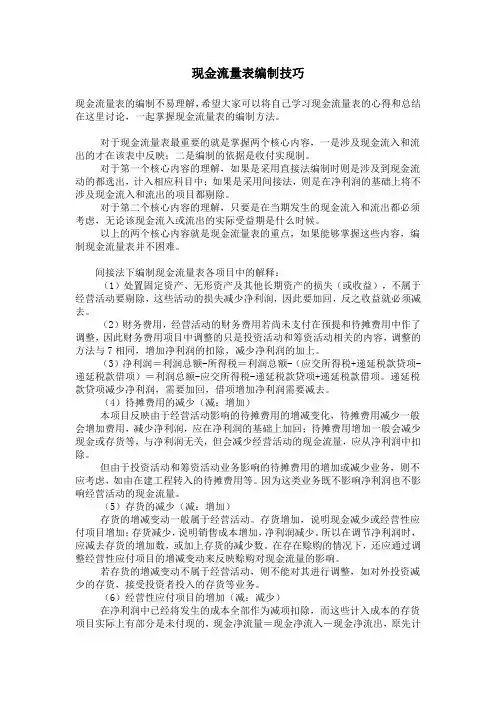 现金流量表编制技巧