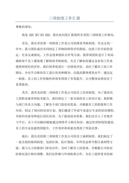 三项制度工作汇报